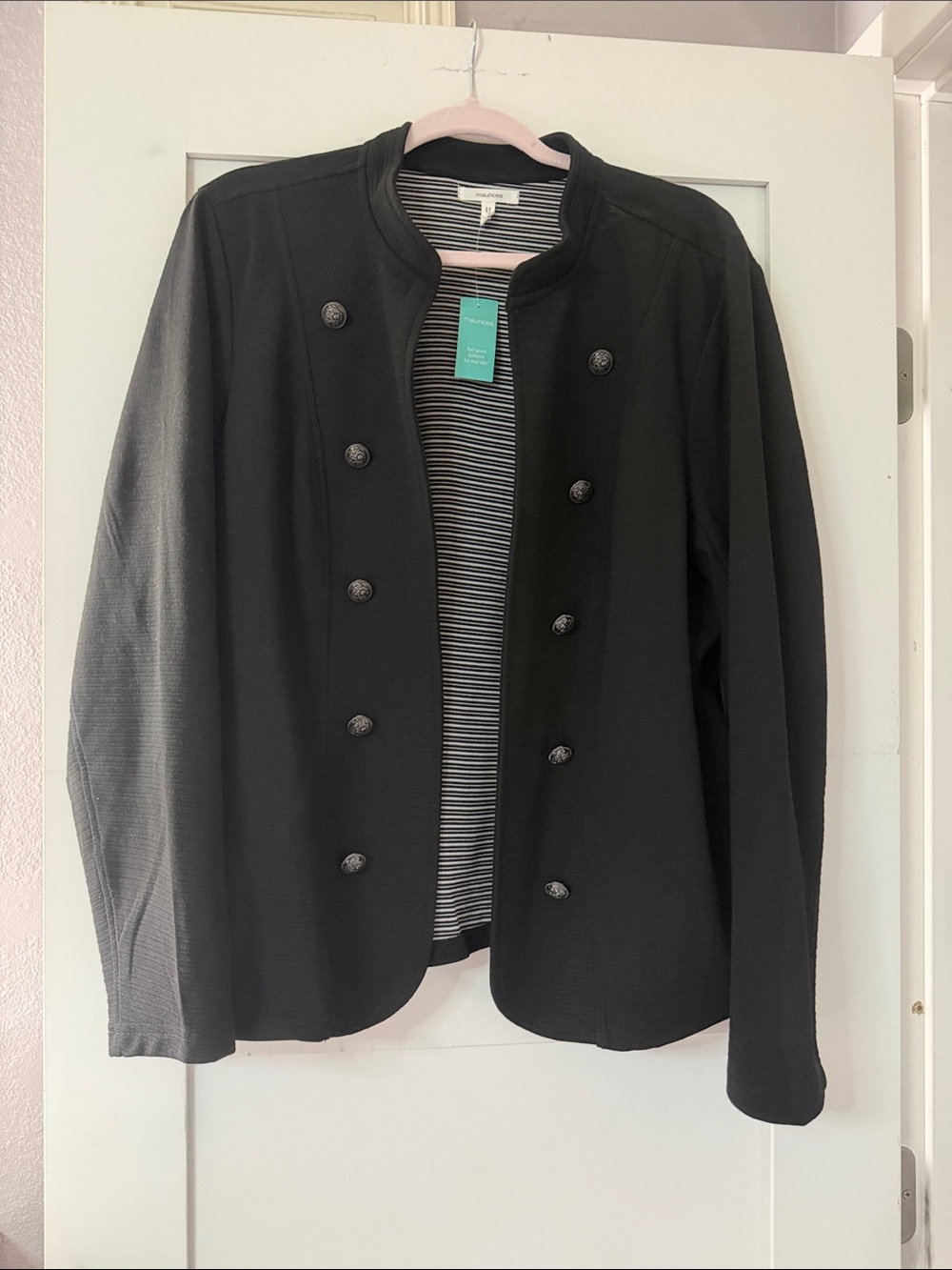 Maurices Black Double-Breasted Military-Style Blazer